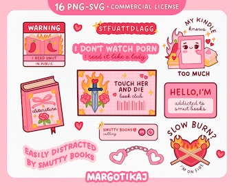 Art numérique livre cochon, autocollants numériques livresques, livre épicé PNG, SVG cochon, clipart lecteur, art numérique romantique, autocollants lecteur drôle