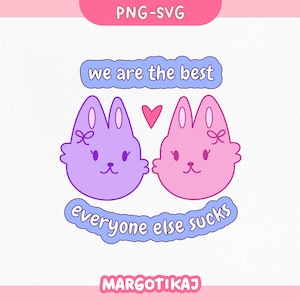 Best Friends PNG, Cute Friends SVG, Kawaii Friendship Clipart, Matching Shirt Design, Printable Stickers, Sublimation Download