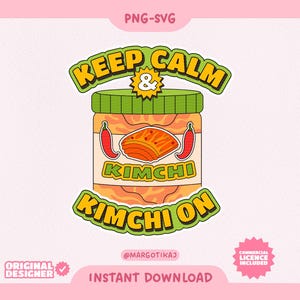 Korean Kimchi Stickers | Asian Food Digital Stickers | Korean Cuisine SVG & PNG for Printables