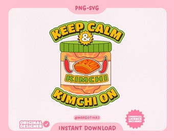 Korean Kimchi Stickers: Asian Food SVG & PNG (Digital Download)