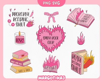 Smutty Book Clipart: Spicy Books SVG, PNG Stickers (Digital Download)