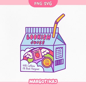 Bookish Juice SVG: Book Lover Clipart, PNG Sticker (Digital Download)