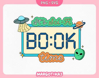 Sticker sci-fi boek tijd: buitenaardse ruimteschip timer clipart (digitale download)