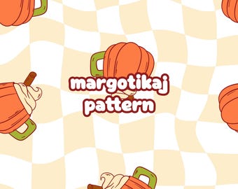 Naadloos patroon Pumpkin Spice Latte: Cosy Fall digitaal papier (12 x 12" JPG)