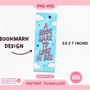 Un signet à perdre au lit, signet imprimable livresque, fichiers PNG SVG, usage commercial