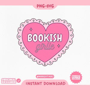 Conception de coeur de fille livresque : fichier PNG SVG tendance (usage commercial)