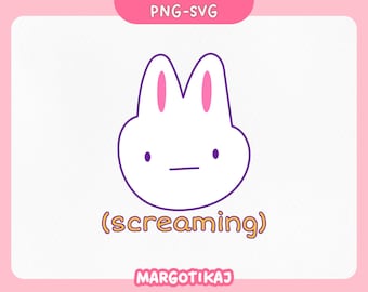 Conejito gritando divertido SVG PNG: Diseño sarcástico de salud mental (Descarga digital)