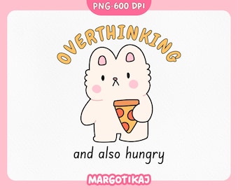 Funny Overthinking Bunny Clipart: Sarcastic Sticker Design (Digital Download)