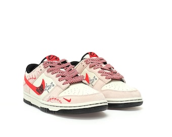 Custom Dunk Low sneakers with hand made painted Retro Vintage sneakers shoes 2025 Year of the Snake