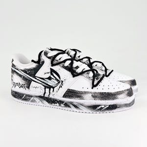 Custom sneakers custom Air Force low white/black shoes handmade painted Anime cartoon