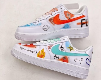 Custom Air Force sneakers with hand made painted Retro Vintage sneakers shoes Anime