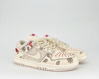 Custom Dunk SB Low sneakers Shashiko Light Orewood Brown sneakers logo hand made painted