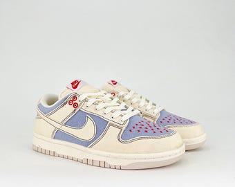 Custom Dunk SB Low sneakers Shashiko Light Blue color sneakers logo hand made painted