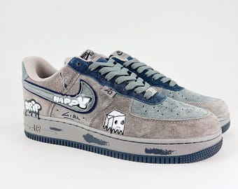 Custom Air Force 1'07 Low Suede Anime handmade painted sneakers