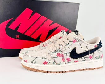 Custom Air Force sneakers Air Force Low Sakura blossom pink spring colors painted sneakers