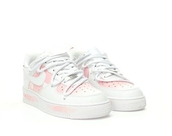 Custom Air Force 1'07 Low GS Valentine's Day pink color painted sneakers