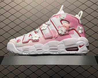 Custom sneakers Custom Air More Uptempo Cherry Blossom Embroidery Summer  Spring Style Mid-top Retro Basketball Shoes