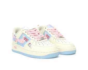 Custom Air Force AF1 sneakers with hand made Hello Kitty painted cartoon sneakers shoes