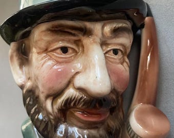 Vintage Toby/Character Mug Man Face Smoking Pipe Handle Made in Japan