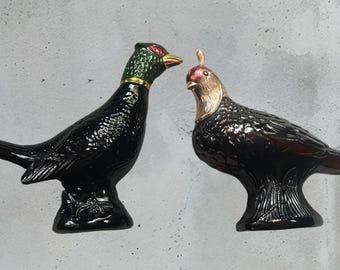 2 Avon Game Bird Decanters Pheasant & Quail Vintage Avon