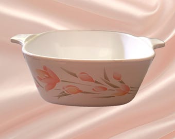 Vintage White Corning Ware Peach Floral P-43-B 700ML Baking Dish No Lid