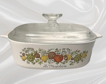 VTG CorningWare Spice Of Life "La Marijolaine" A-2-B Casserole Dish w/Pyrex Lid