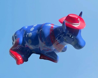 Cow Parade: Even Cowgirls Get the Blues Red and Blue #9180 Retired