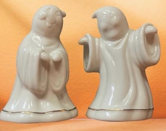 Vintage Lenox  Scary And Sweet Salt And Pepper Shaker Set Ghost Figurines