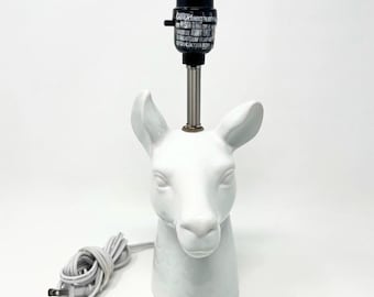 White Ceramic Llama Lamp No Shade Night Table Accent Light 13”