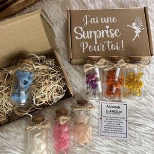 Annonce surprise grossesse - Message en fiole personnalisé - Fiole à messages - Annonce papi, mamie, tonton, tata - Demande parrain, marrain