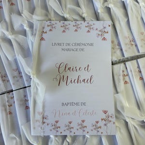Ceremony booklet - Wedding and/or baptism ceremony booklet - Religious baptism - Floral ceremony booklet