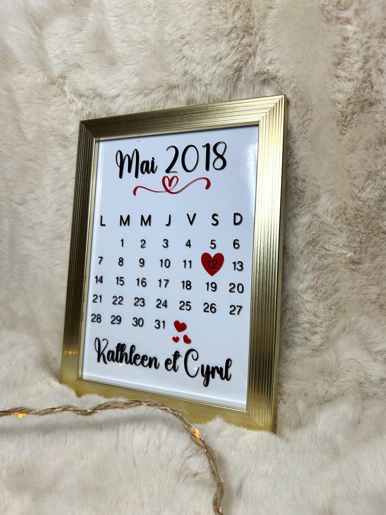 Cadre calendrier - Cadre couple - Cadre date rencontre - Cadeau couple ...