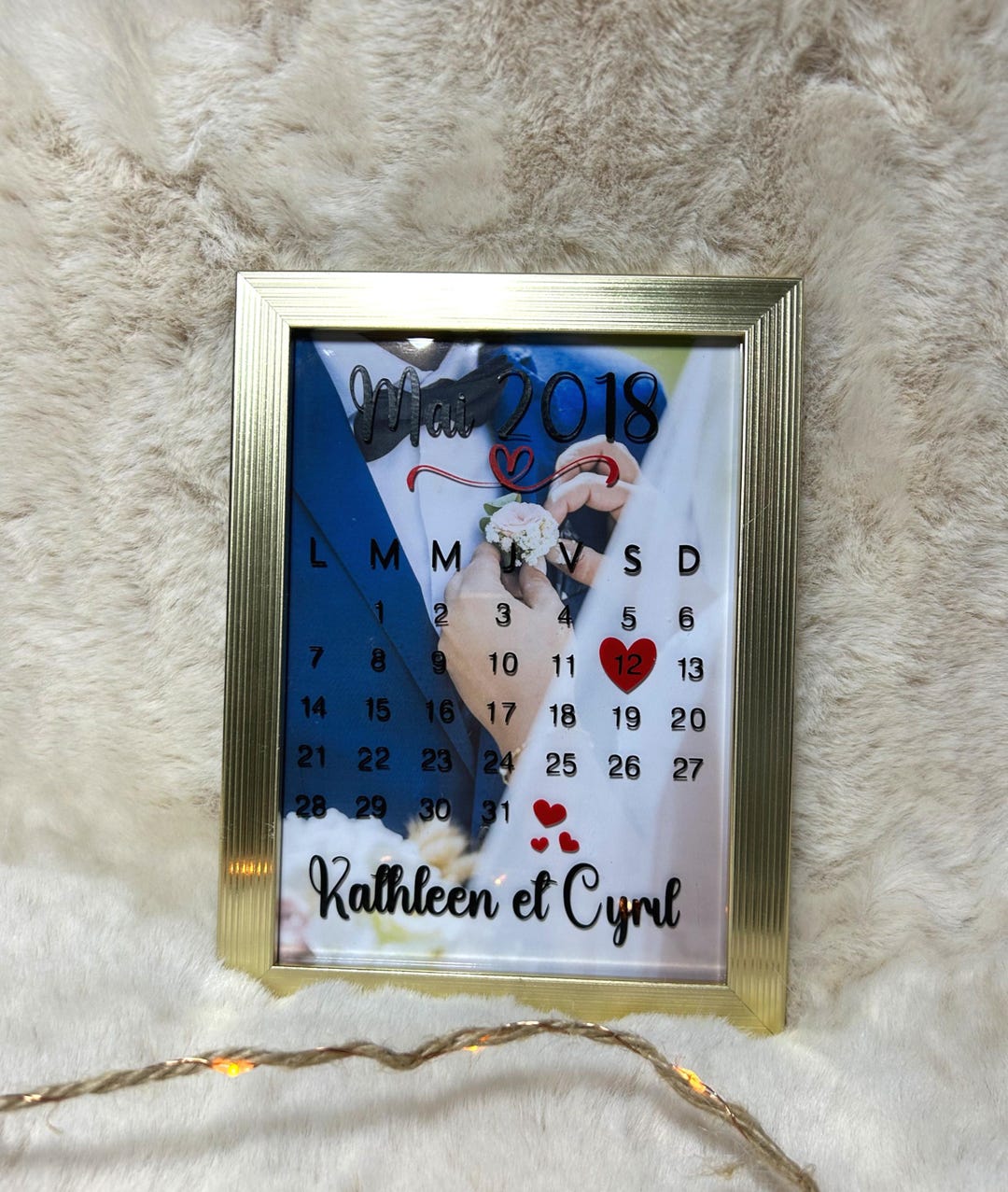 Cadre calendrier - Cadre couple - Cadre date rencontre - Cadeau couple ...