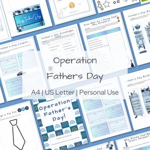 Paquete de actividades para niños y papás: 25 páginas divertidas / PDF imprimible / A4 + Carta / Regalo para el Día del Padre / Diversión para conectar sin pantallas