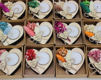 Bulk Wedding Favors for Guests, Rustic Bulk Candle Favors, Bridal Shower Tealight Holders, Thank You Favor, Floral Bulk Wedding Favors