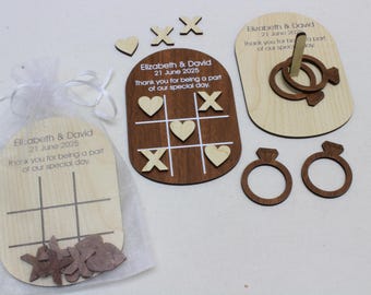 Personalisierte Tischhochzeitsspiele | Einzigartige Gastgeschenke | Ring werfen | Hochzeit-Andenken Geschenk | Hochzeit-Ideen | Tic Tac Toe Spiel