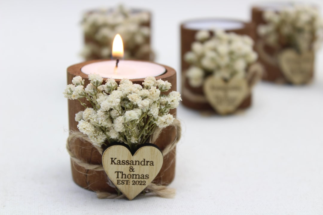 Bulk Personalized Candle Wedding Favors for Guests Rustic Wedding Favor ...