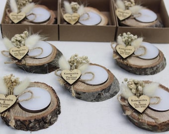 Bulk Wedding Favors for Guests, Rustic Bulk Candle Favors, Bridal Shower Tealight Holders, Thank You Favor, Floral Bulk Wedding Favors Gifts
