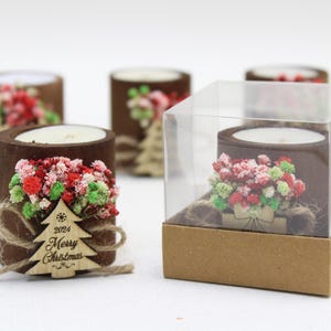 Bulk Christmas Gifts, Christmas Personalized Candle Favor, Christmas Wooden Candle Holder, Happy Holiday Favors, Merry Christmas Coworker