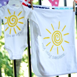 You are my sunshine outfit and baby blanket, baby gift for newborn, baby shower gift, you are my sunshine baby shower gift, gray and yellow