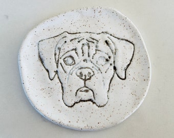 Boxer gifts, ceramic plate with boxer bulldog, trinket dish, appetizer plate, soap dish