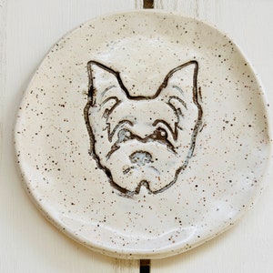 Yorkie gifts, ceramic plate with yorkie dog, yorkshire terrier, trinket dish, appetizer plate, soap dish