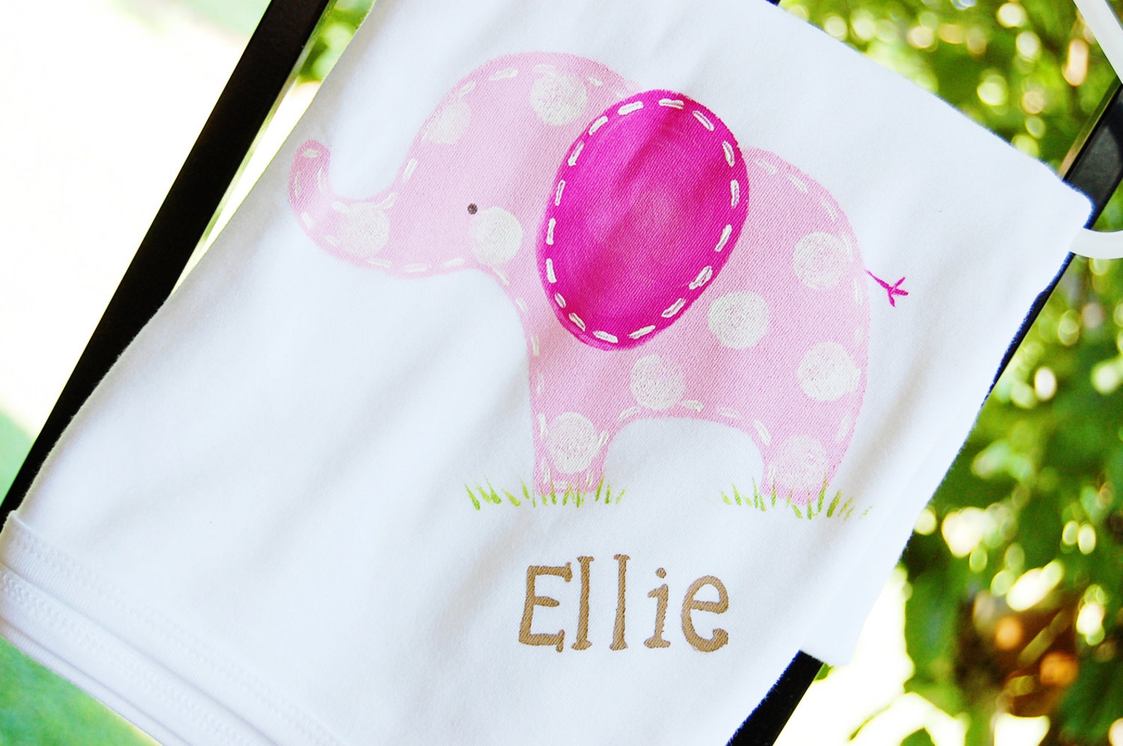 Personalized Baby Blanket With Pink and Gray Polka Dot Elephant Etsy