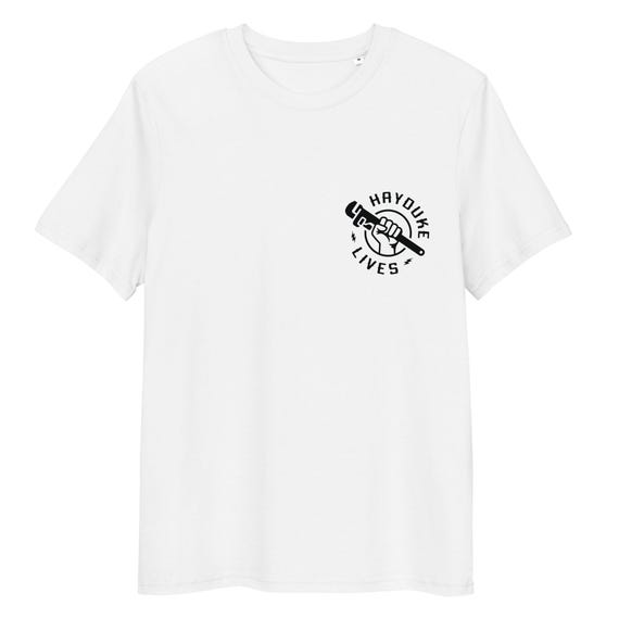 Hayduke Lives, Ribbed Collar Organic T-Shirt, GOTS Certified, Monkey Wrench Gang Public Land Defense