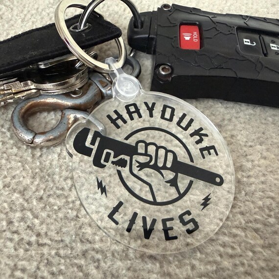 Hayduke Lives,  2" x 2" Clear Acrylic Keychain, Monkey Wrench Gang Public Land Defense