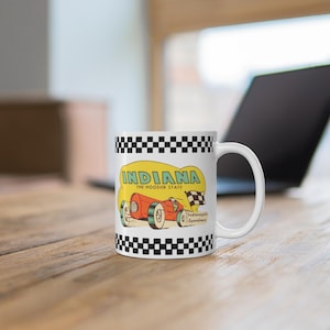 Indianapolis 500 Mug | Vintage & Modern Logo Design | Indy 500 Racing Fan Coffee Cup 11oz Mug