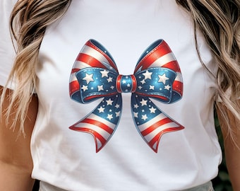 Kokette Juli 4 Hemd, amerikanische Flagge Bogen T-Shirt