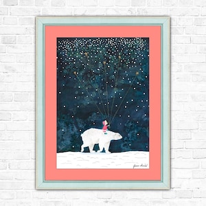 Cuadro "L'ours Polaire dans les Etoiles" - Impresión de arte de Jeanne Marchal