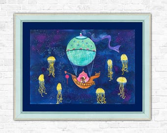 Tableau "Voyage au Fond des Mers" - Impression d'art par Jeanne Marchal