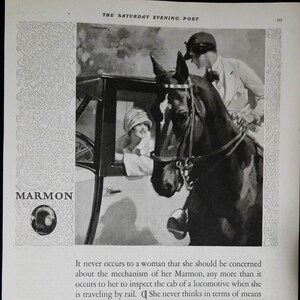1924 Vintage Marmon Automobile Ad - Haddon Sundblom Art - Woman in Car talking to Woman on Horseback - Nordyke & Marmon, Indianapolis IN